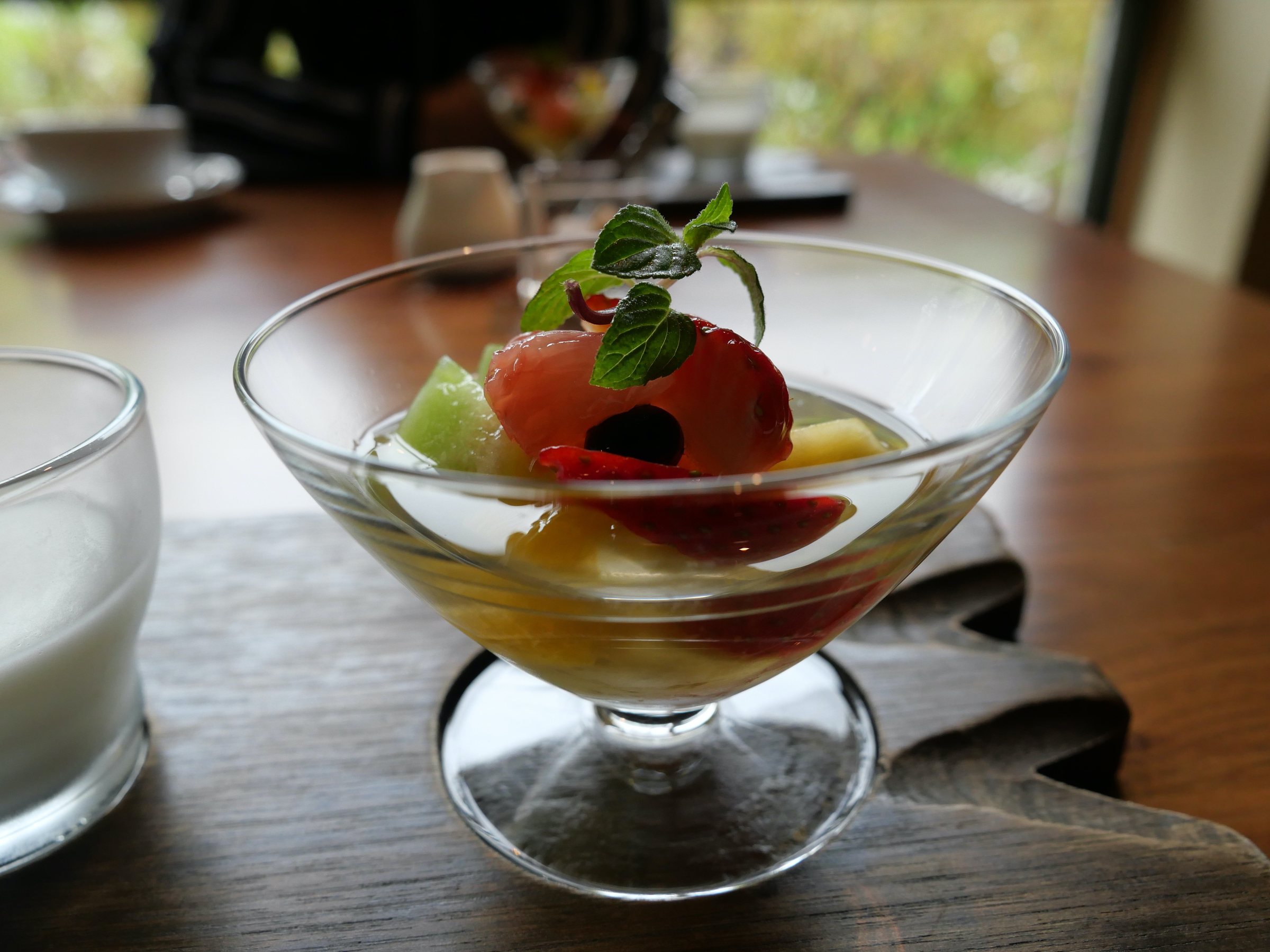 Fresh fruit and yogurt.