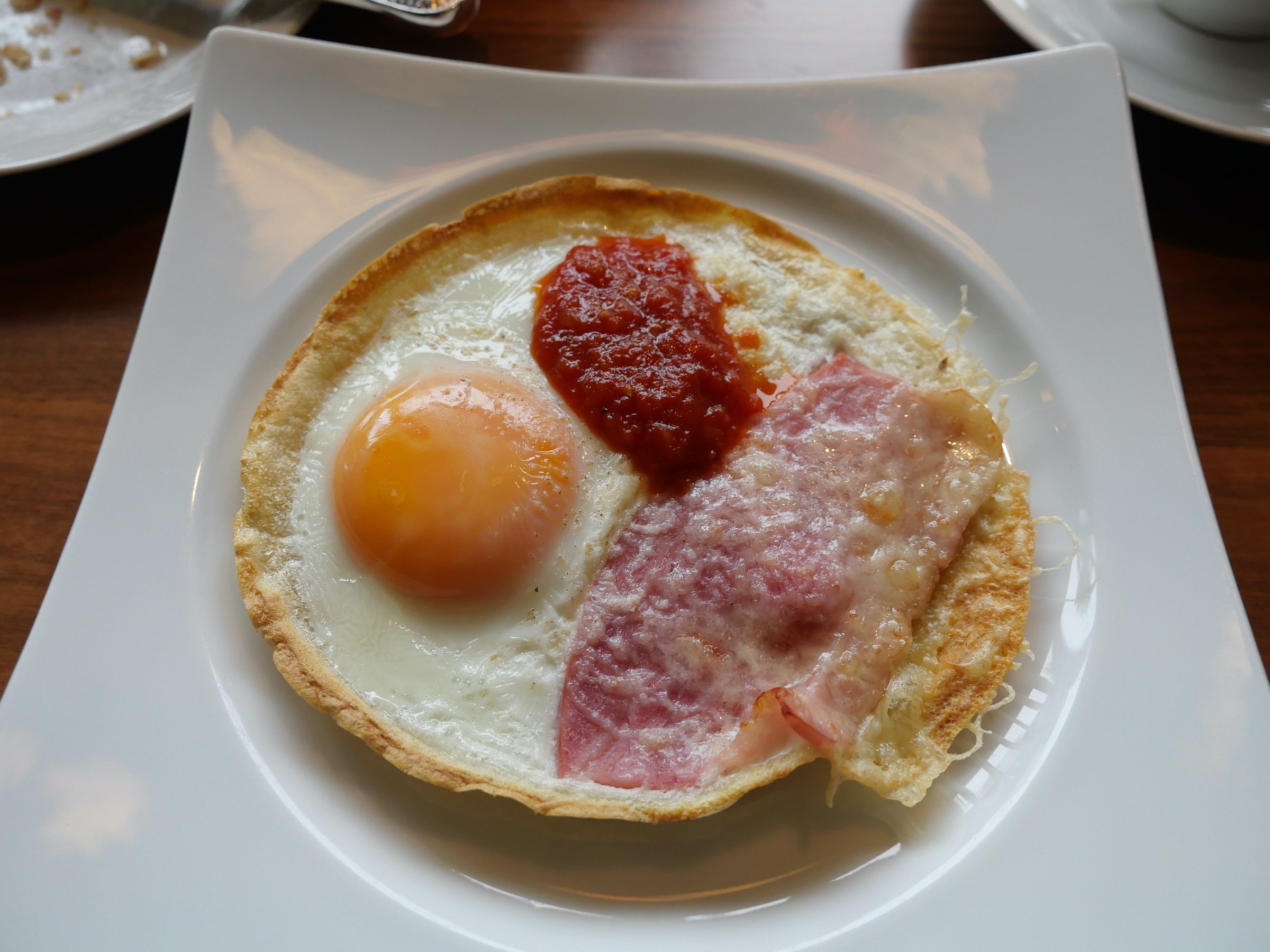 Buckwheat galette with a fried egg.