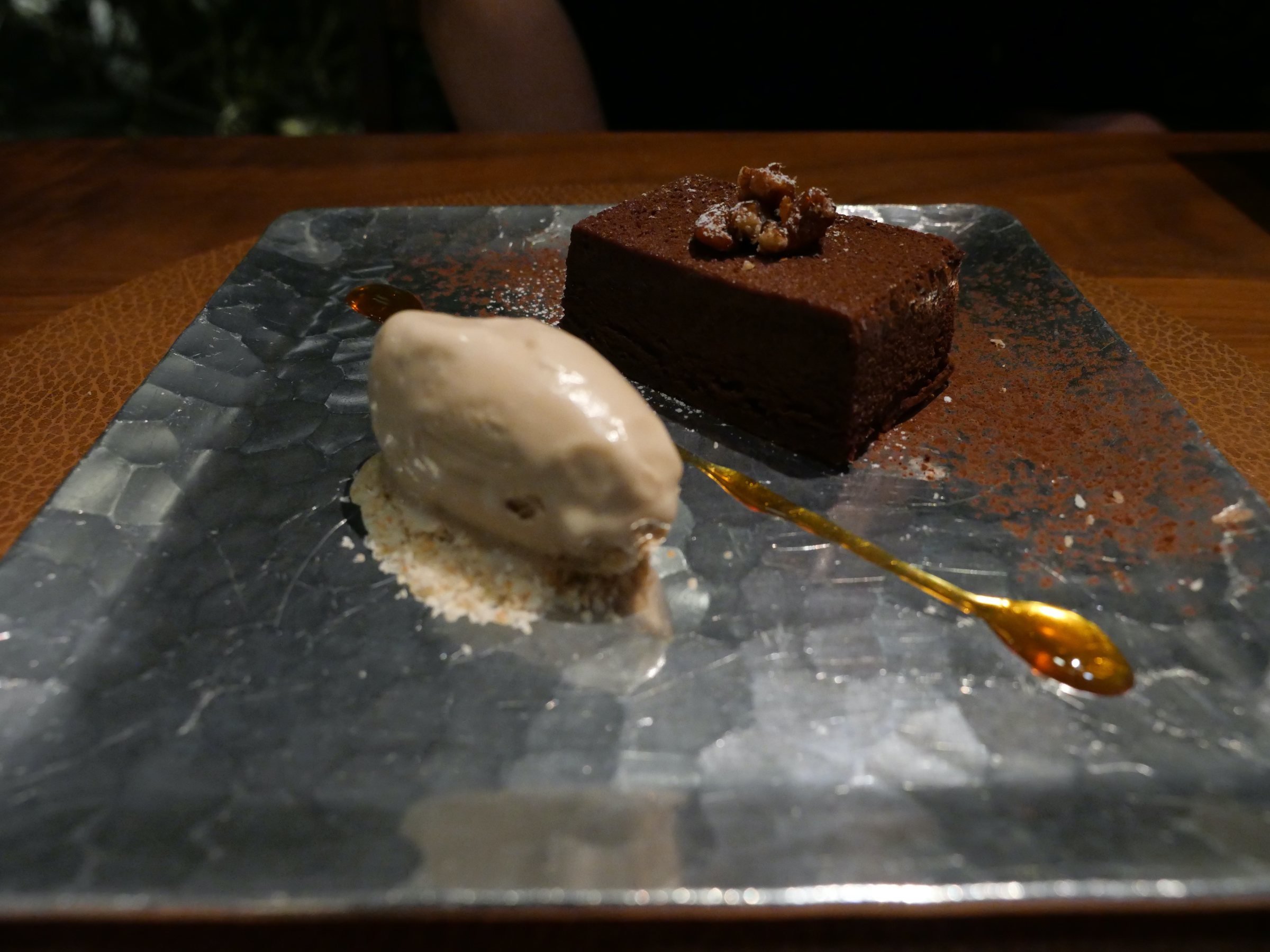 Chocolate cake with Darjeeling ice cream.