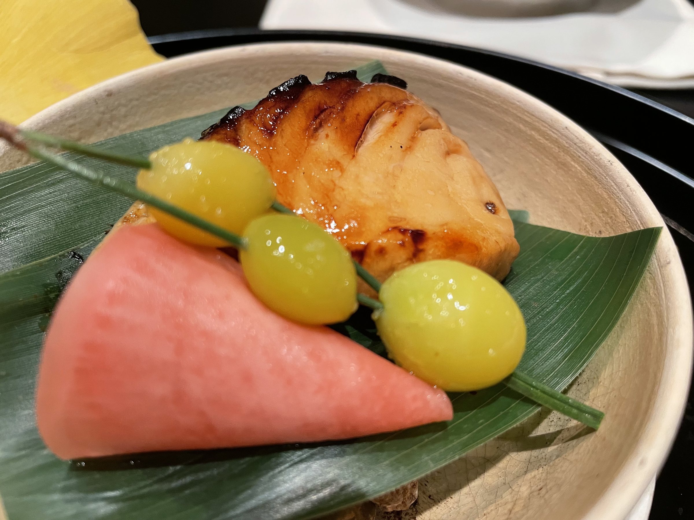 Sawara, grilled, with ginkgo from the old tree.