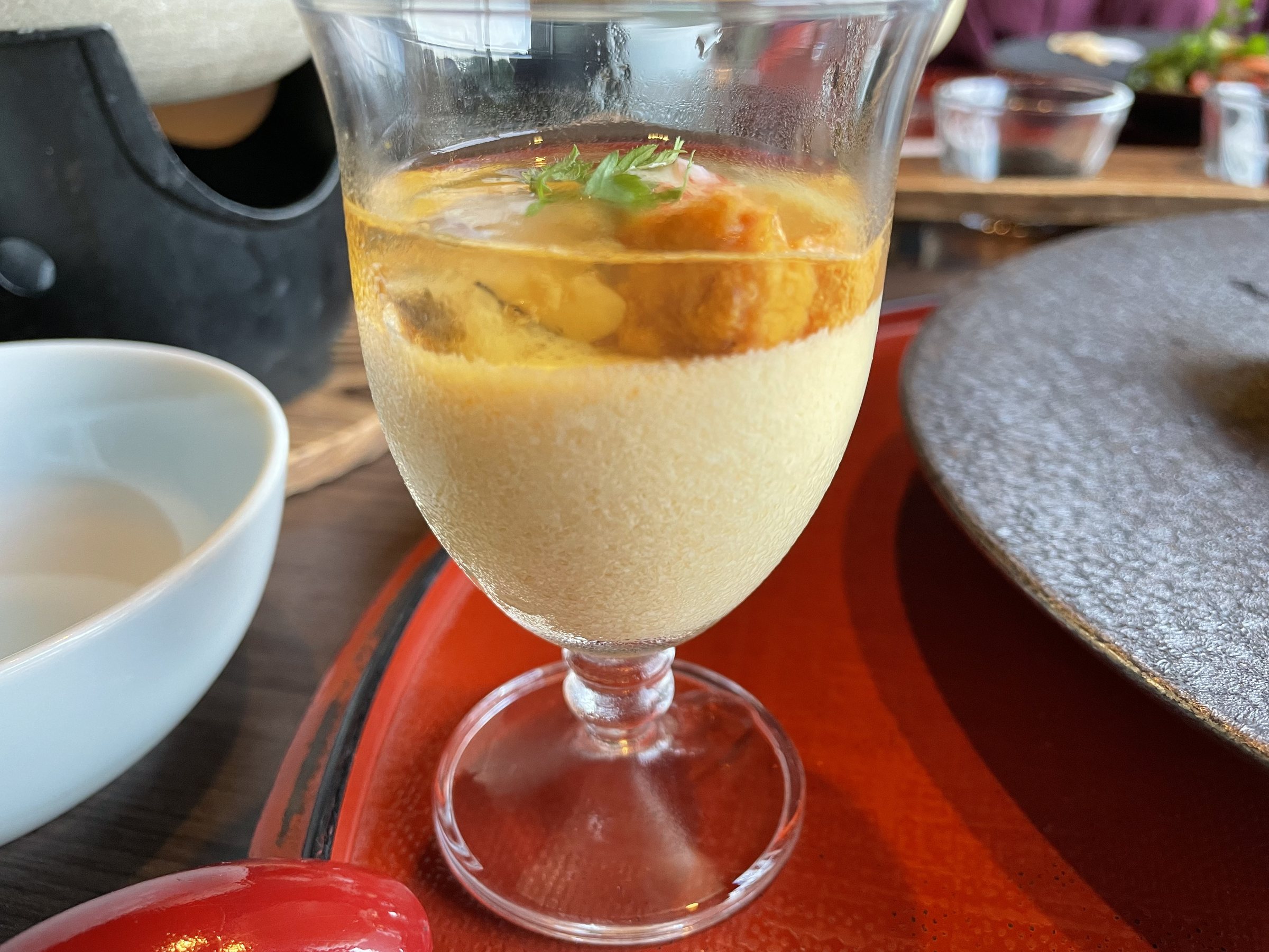 The chilled egg custard, topped with sea urchin.