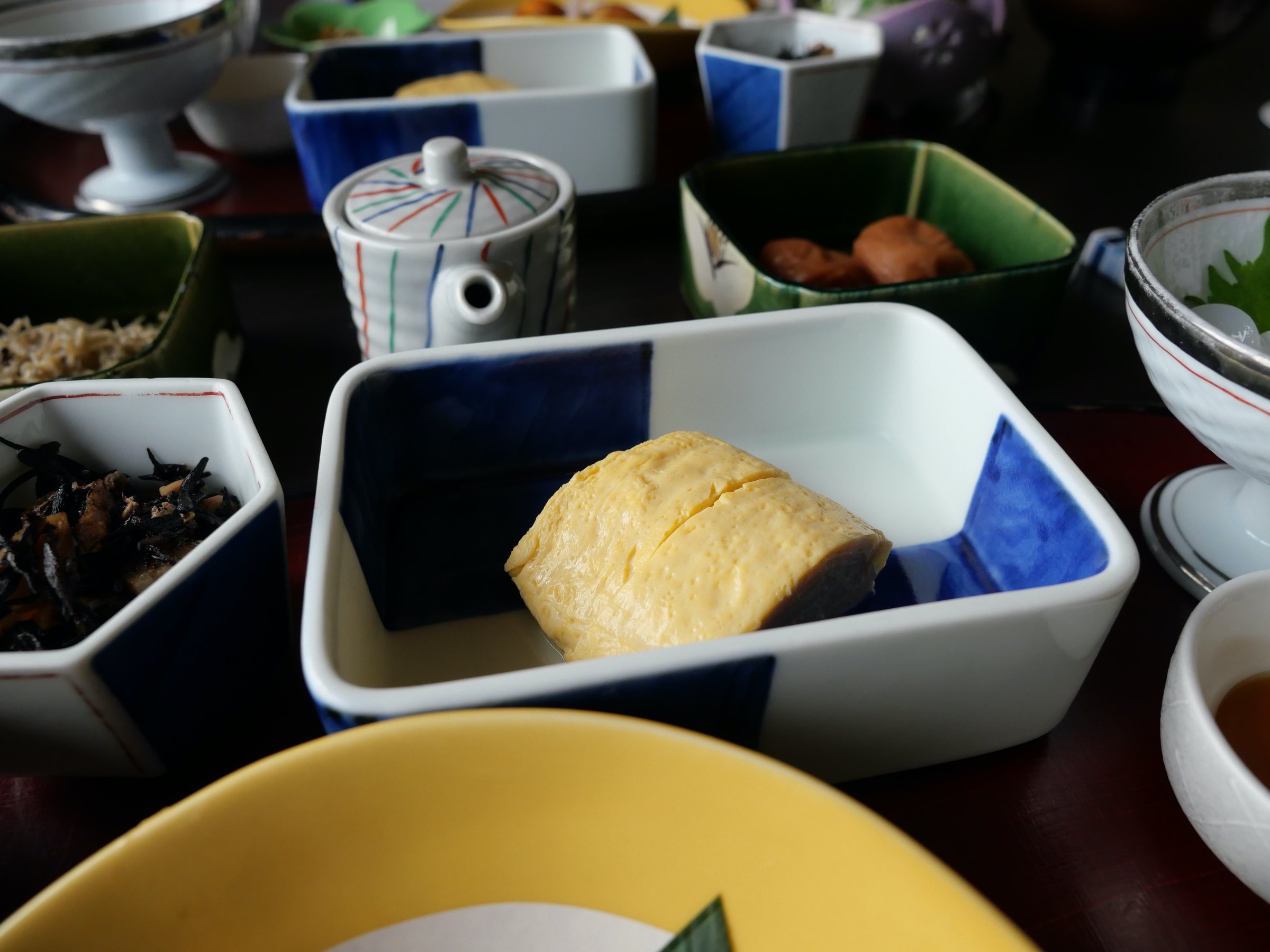 Dashimaki omelet, layered and glossy.