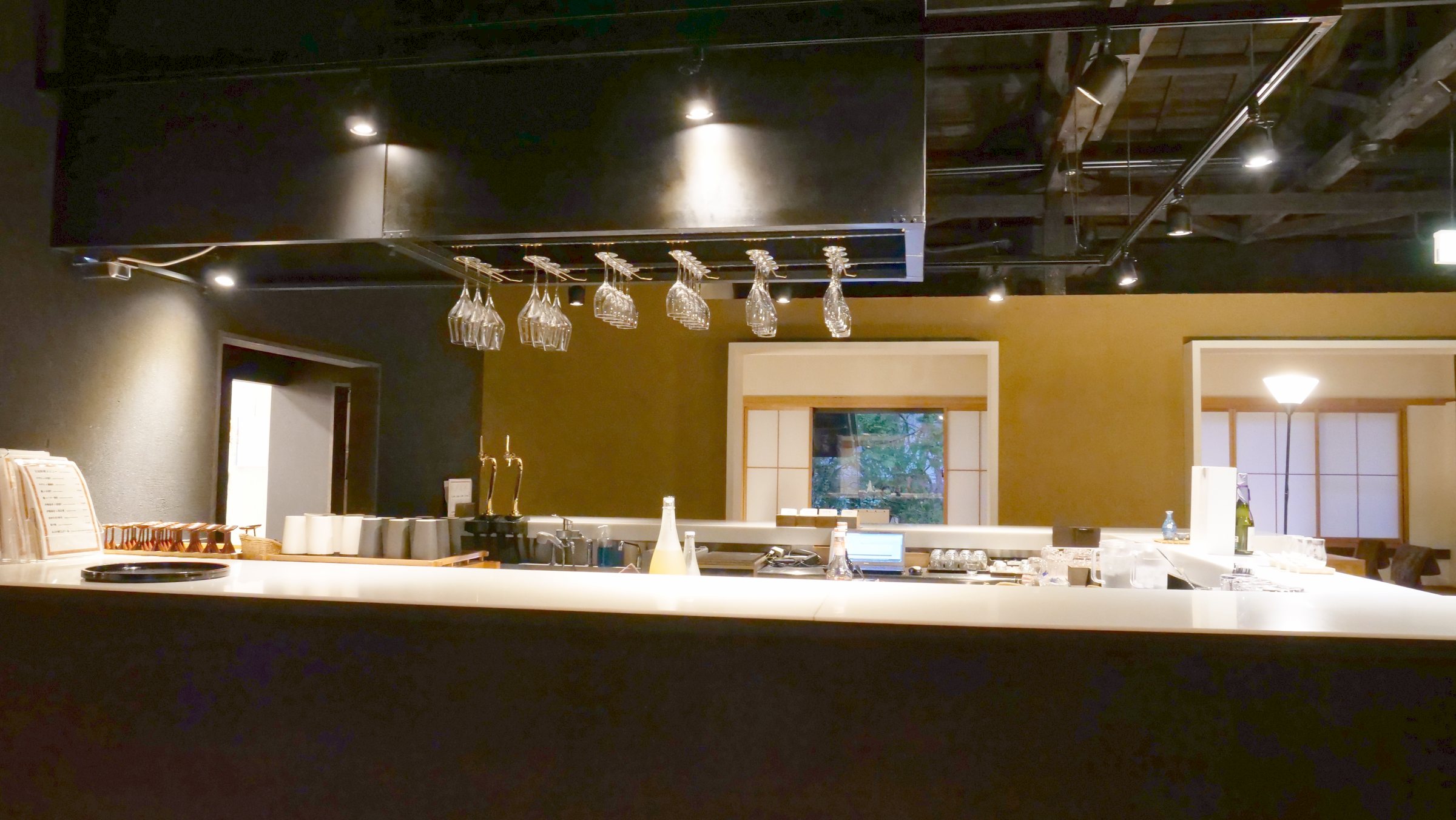 The restaurant, its counter empty but for us.