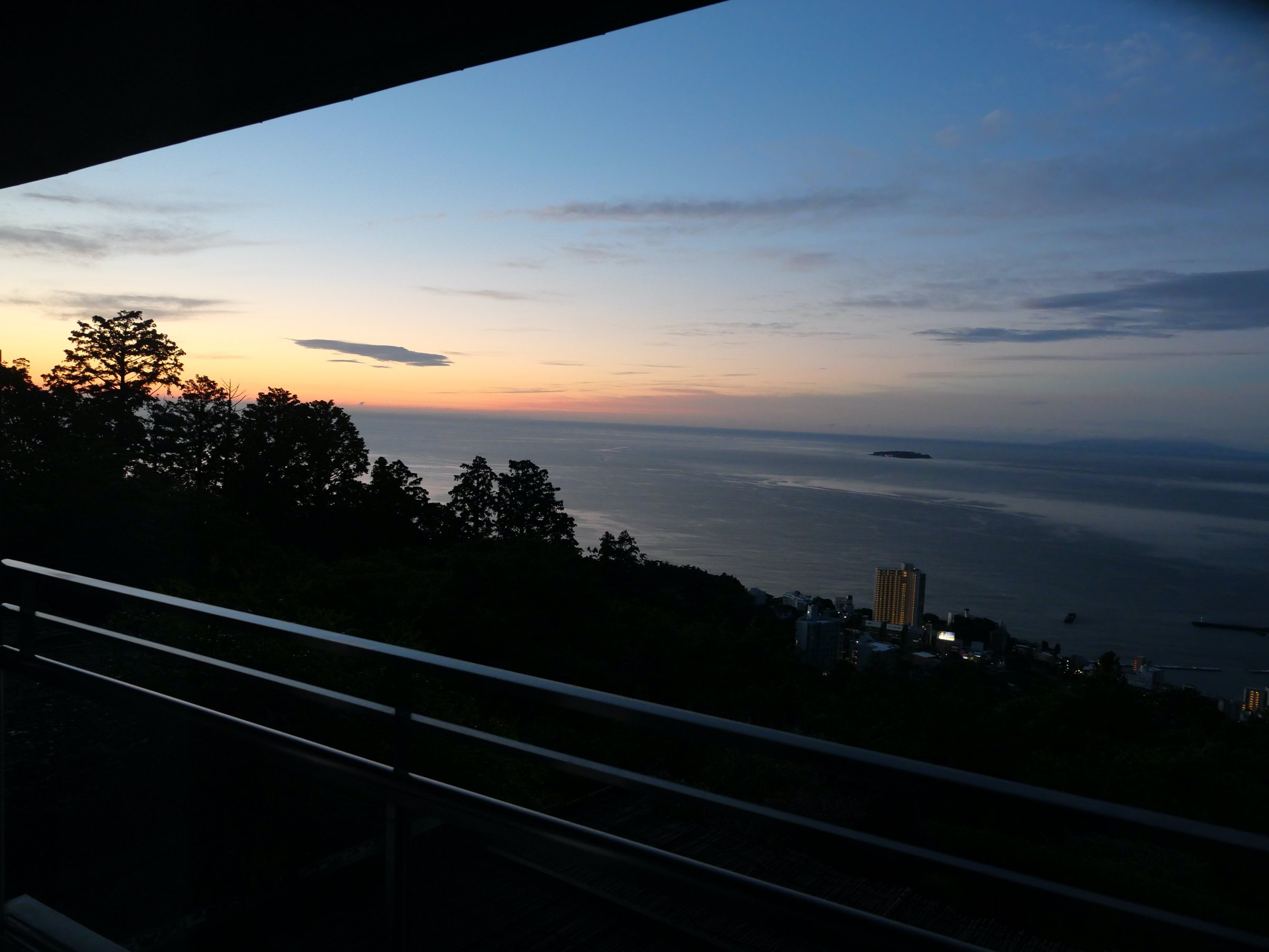 Sunset over the bay from the hotel.