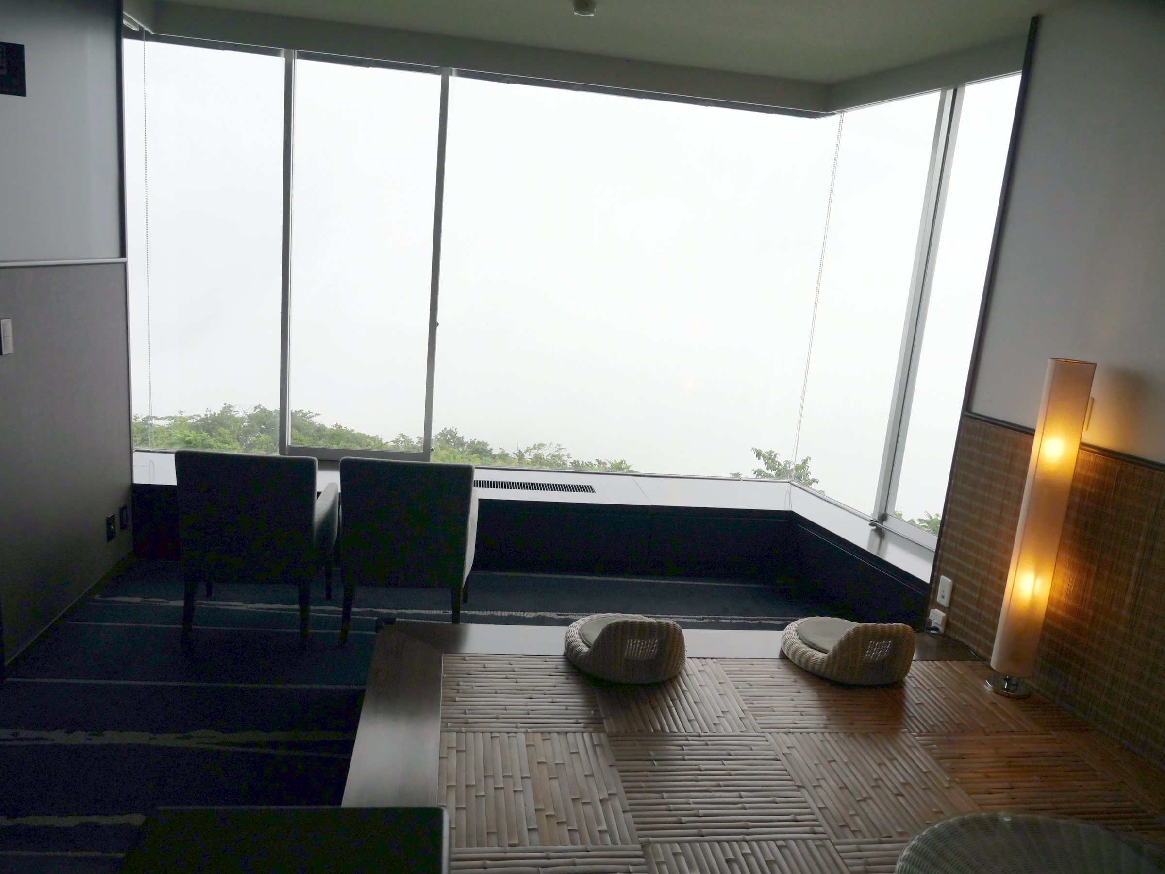 Mist over Izusan on the day of our arrival.
