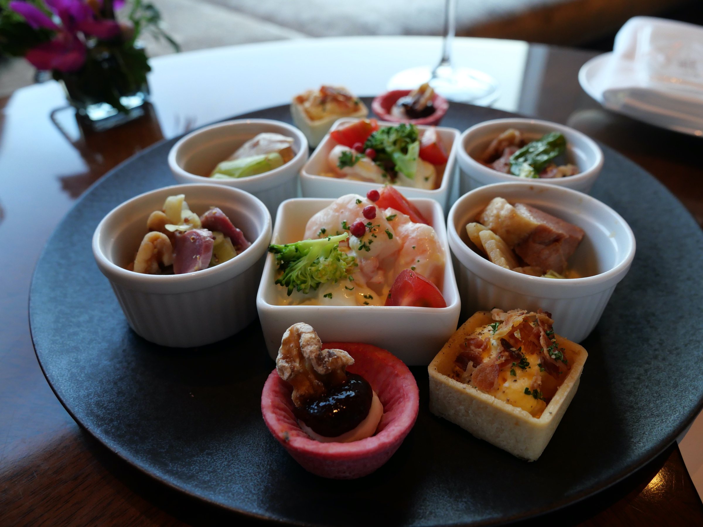 The evening appetiser selection, served in small bowls.