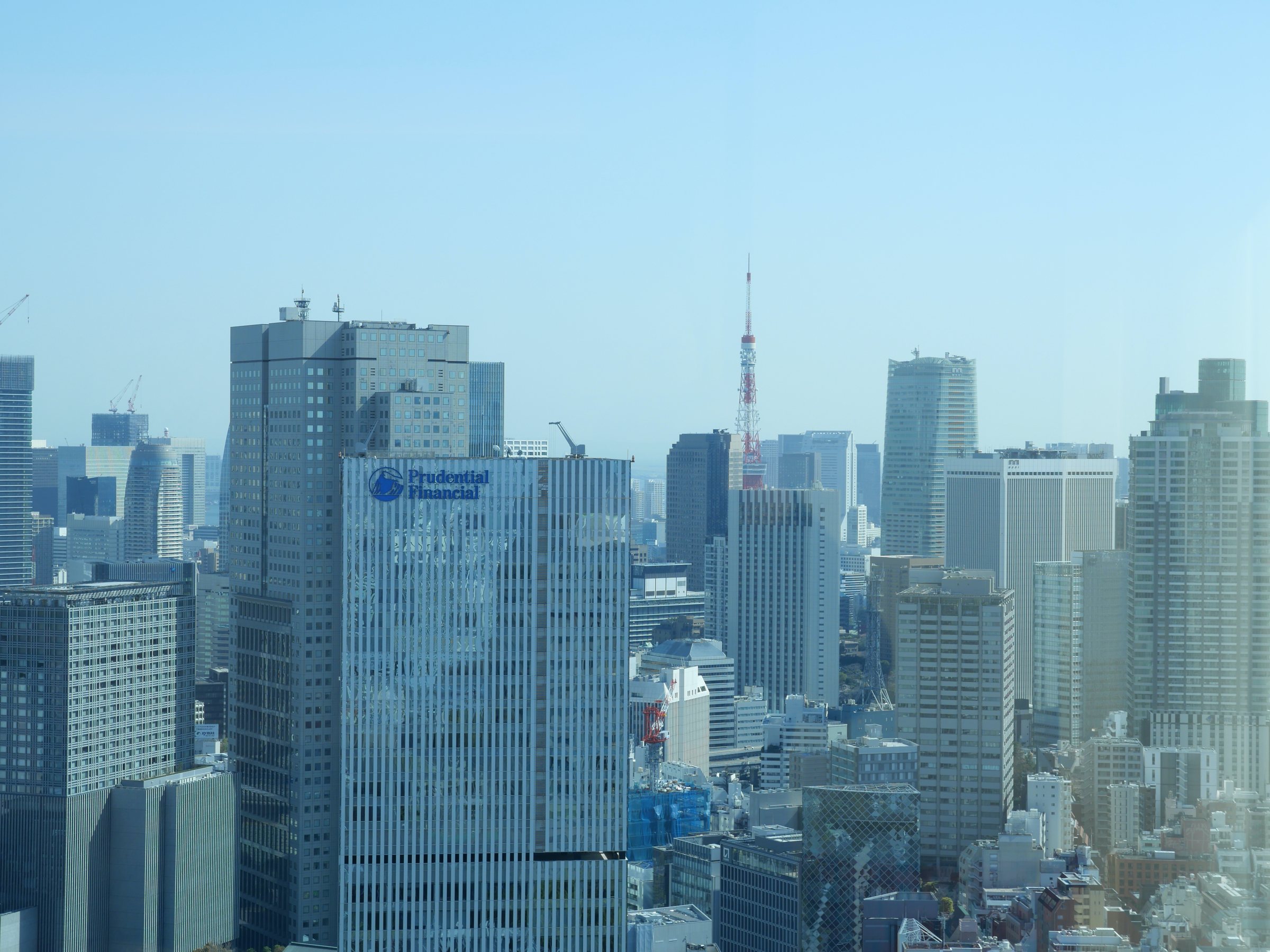 Tokyo Tower among the towers, by day.