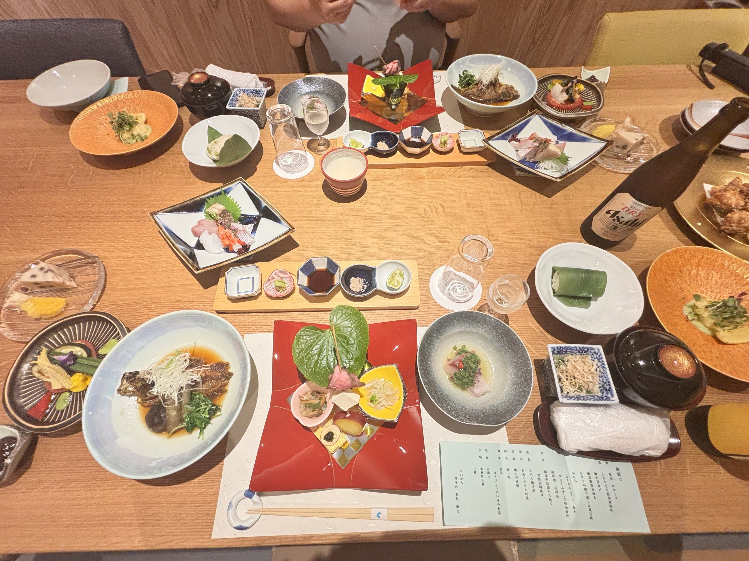 Dinner laid out all at once, seen from above.