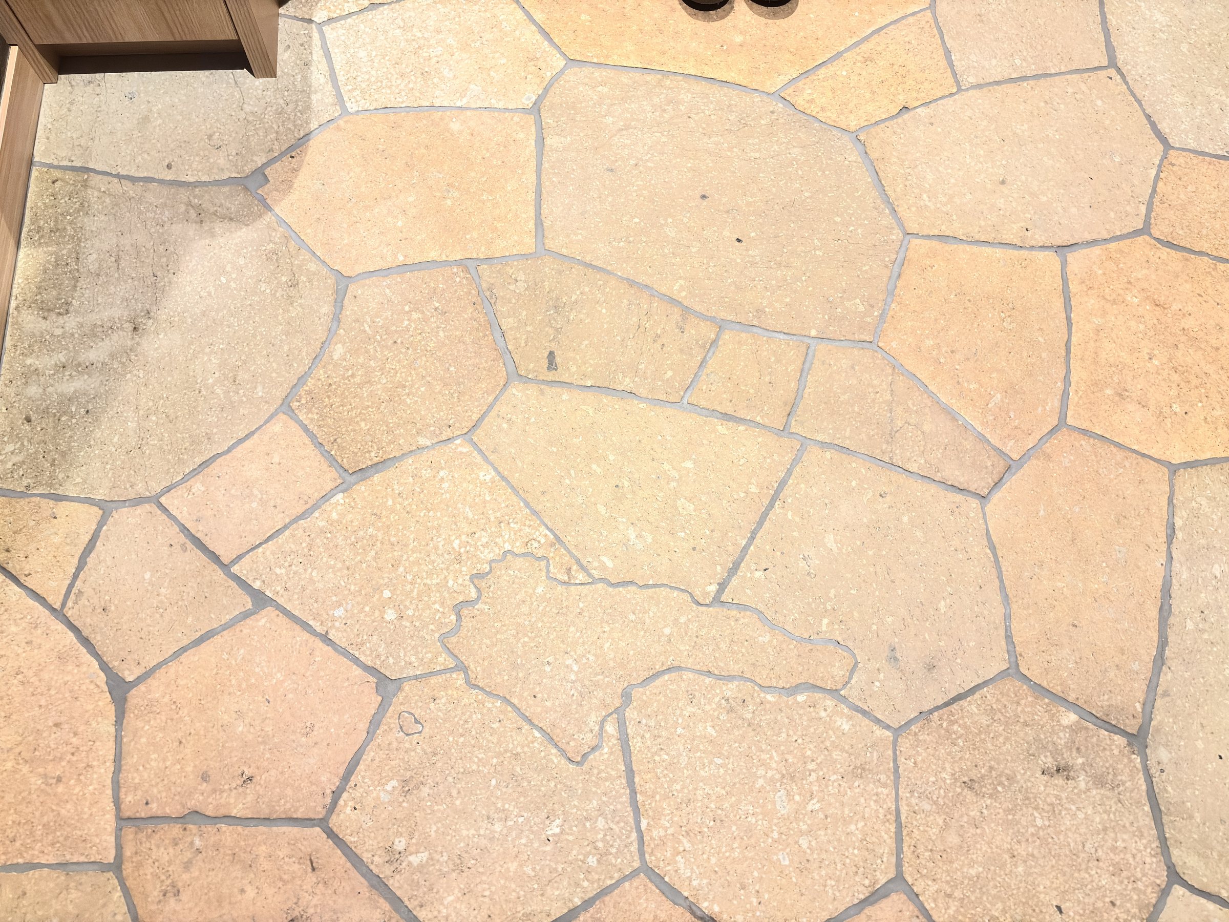 Stone paving underfoot.