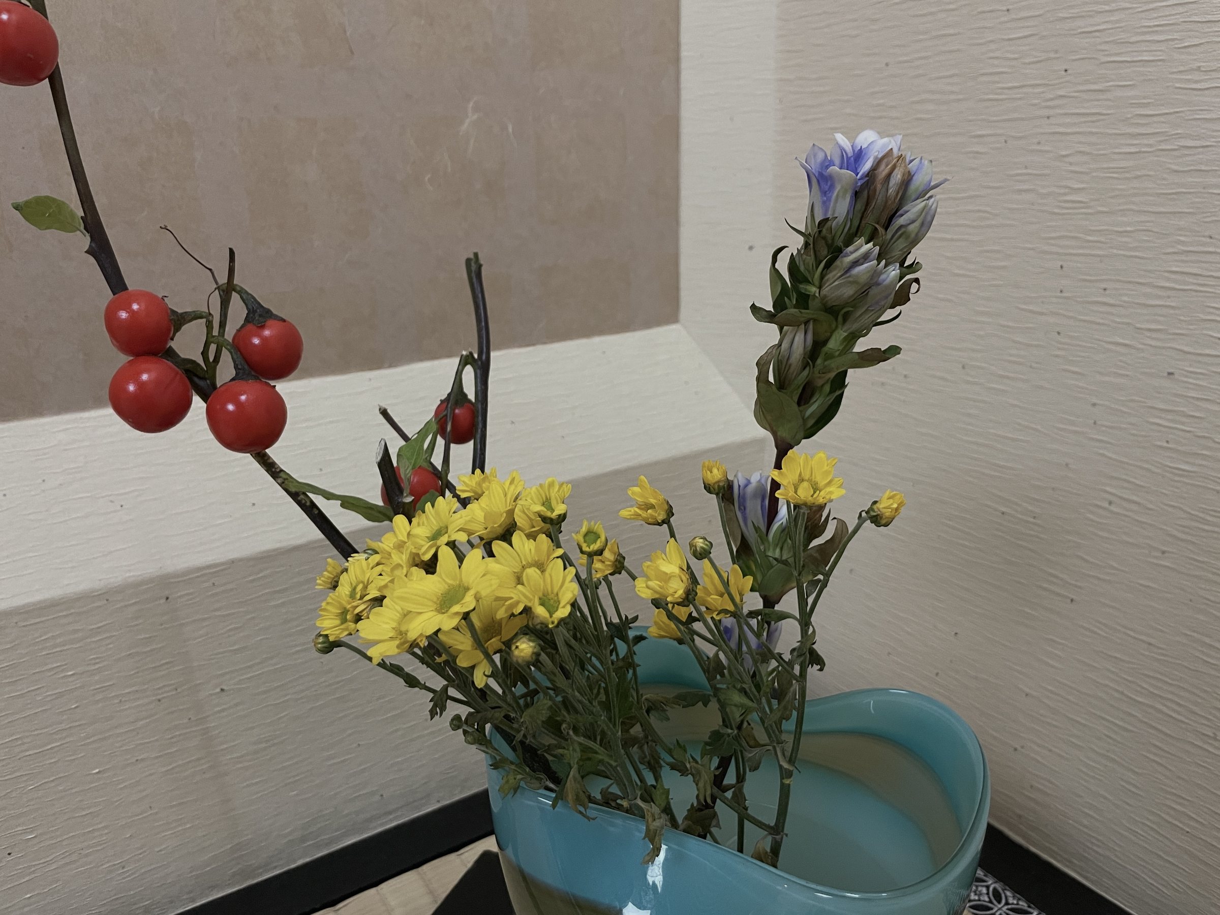 The flower arrangement in our room.