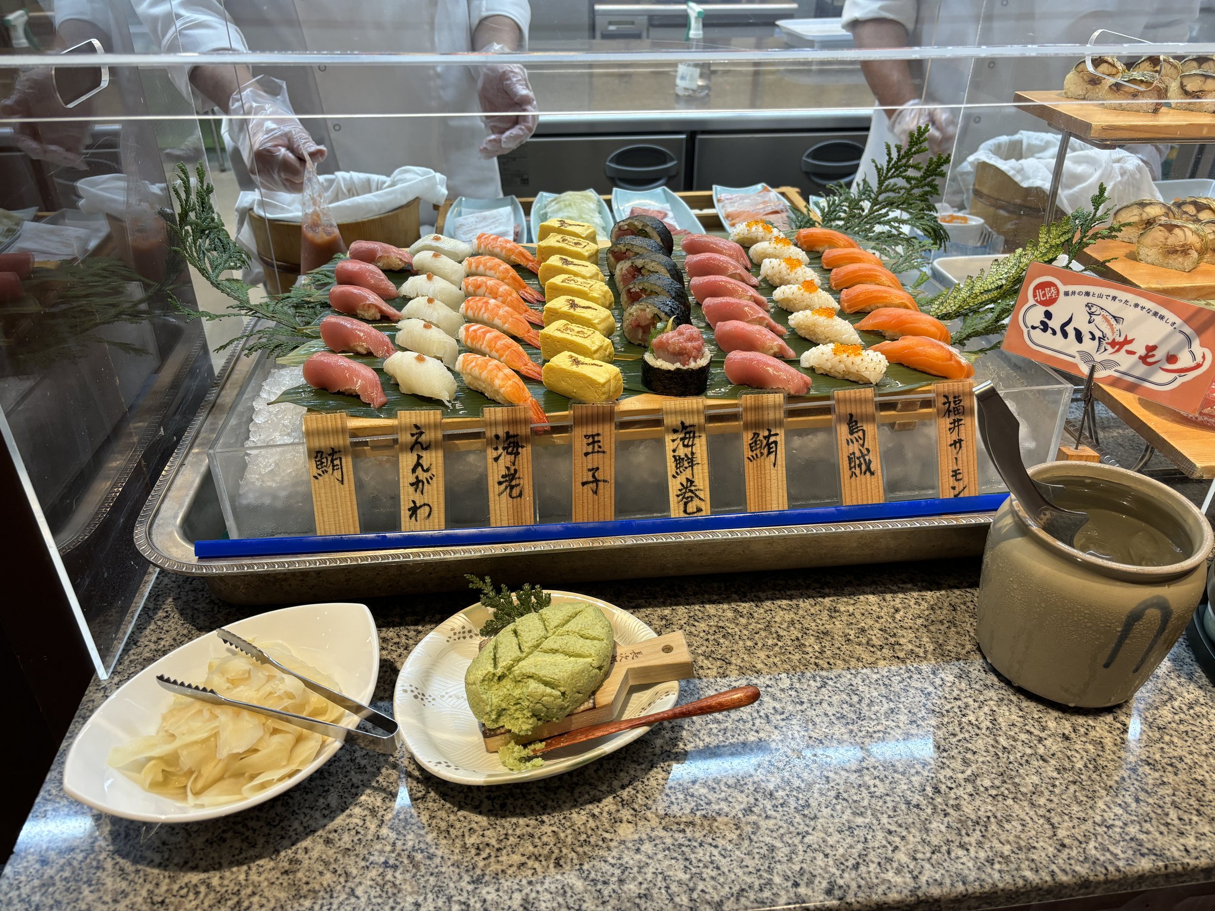Sushi made to order at the live counter.