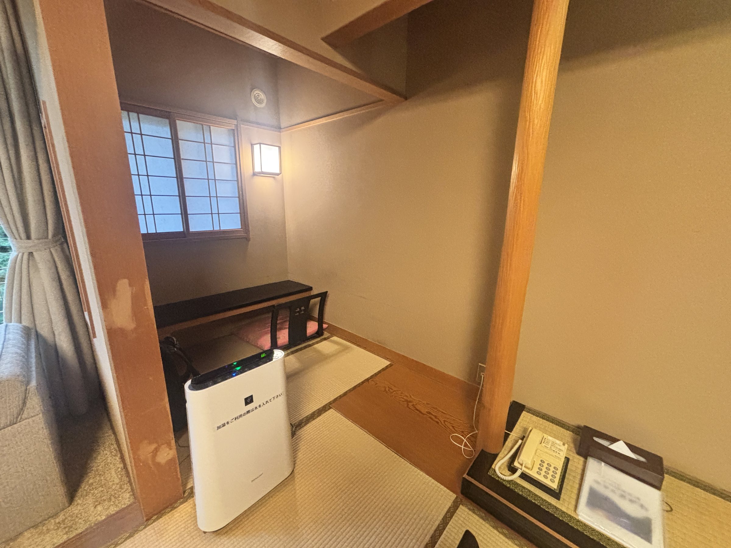 The room's entrance area.