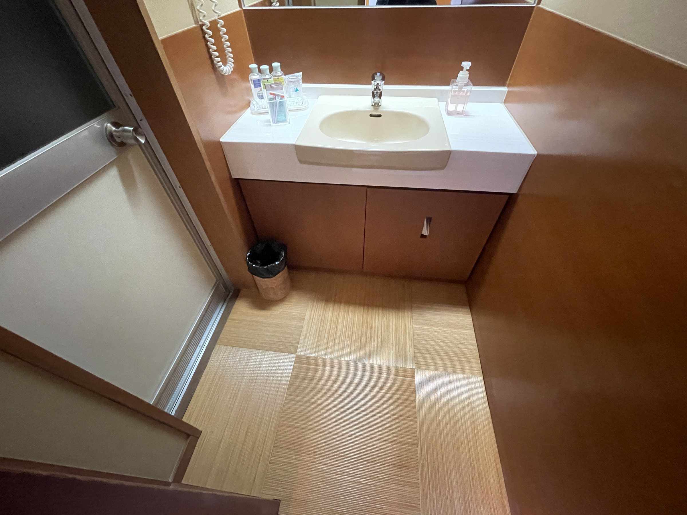 The washbasin area.